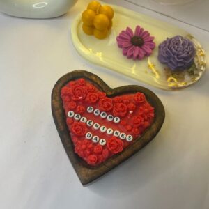 Heart-Shaped Resin Candle – Happy Valentine’s Day Design