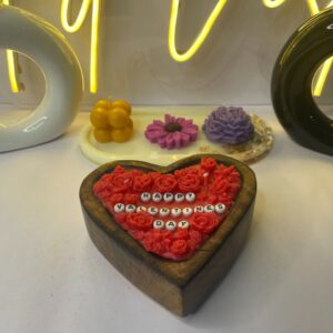 Heart-Shaped Resin Candle – Happy Valentine’s Day Design